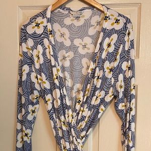 Boden wrap jersey dress in graphic floral print